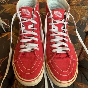 Red high top vans womens 9